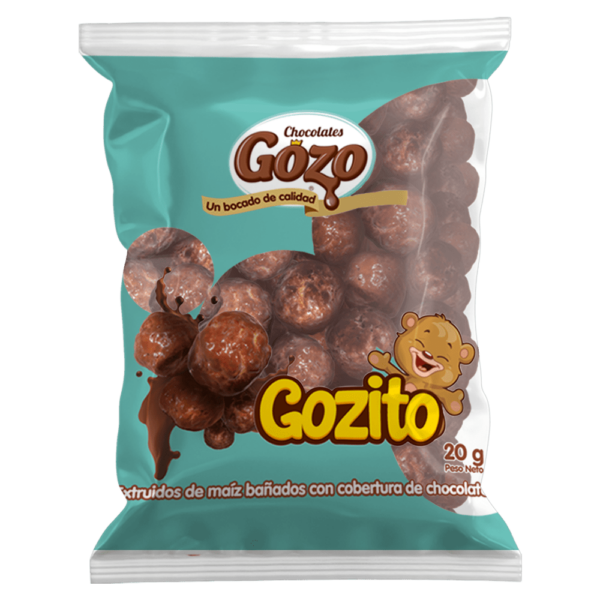 Extruido de maíz bañado con delicioso chocolate “Gozo”. 20g.