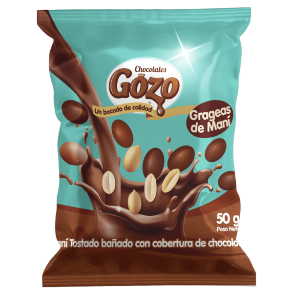 Grageas de Maní bañados con delicioso chocolate “Gozo” 50g