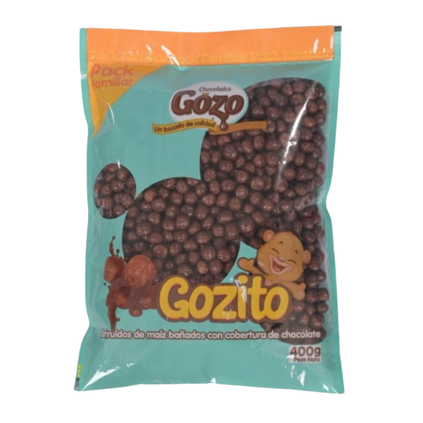 Extruido de Maíz bañado con Cobertura de Chocolate - Gozito Pack Familiar de 400 Gr.